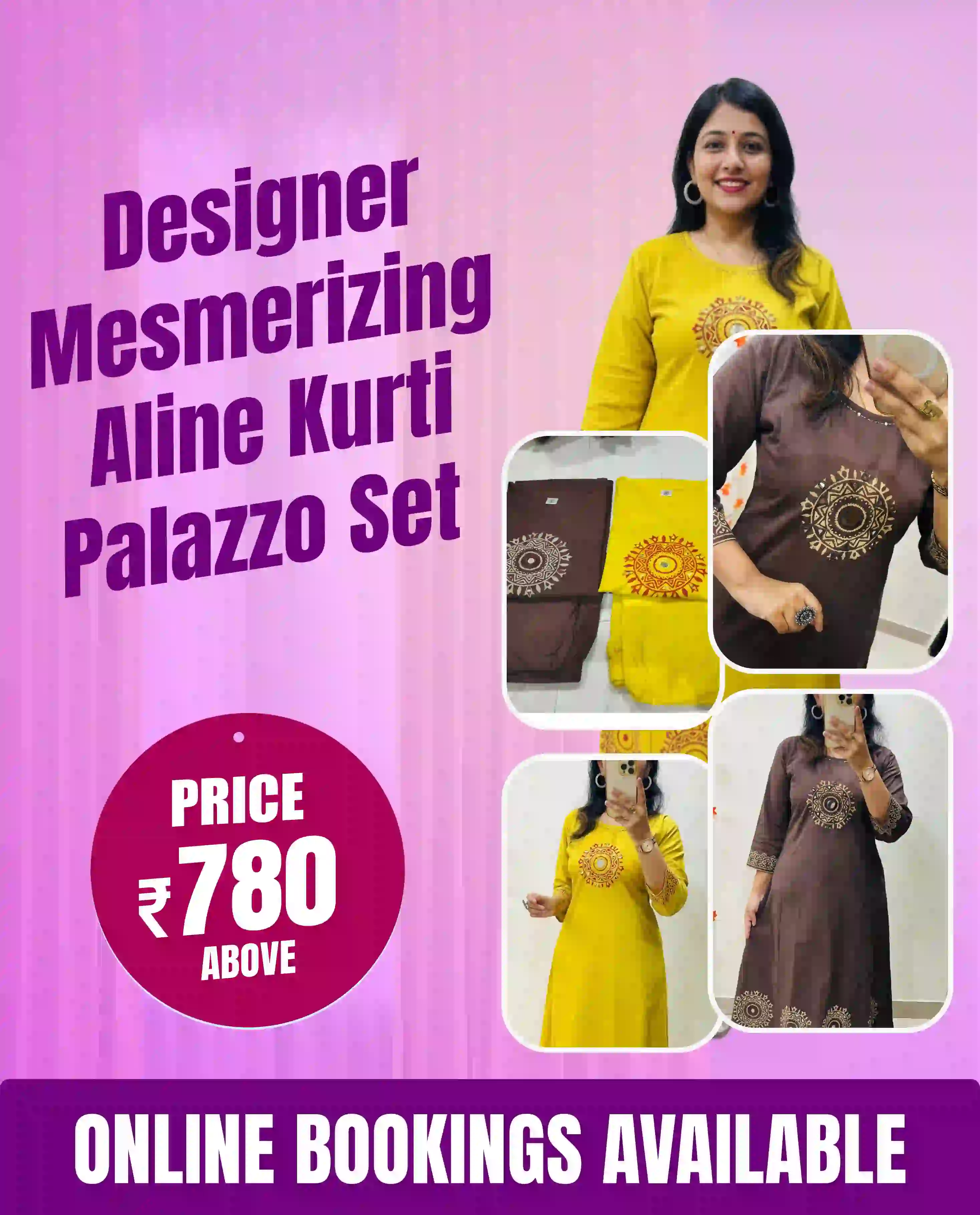 Designer Mesmerizing A-line Kurti Palazzo Set   